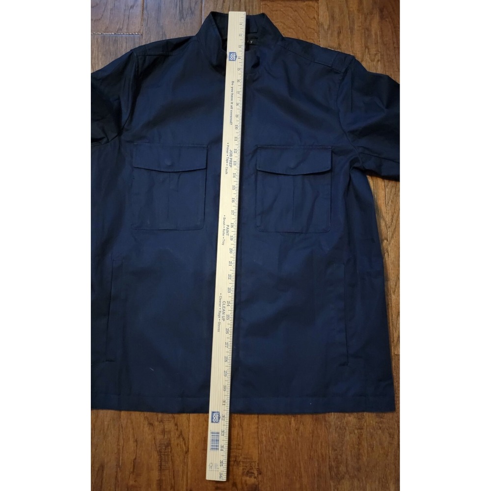 Theory Men's Eclipse Full Zip Over Shirt‎ Jacket men Sz XL Blue Side Pockets - Picture 7 of 9